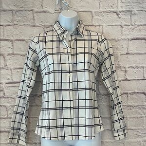 Banana Republic Black and White Checkered Button-Down Shirt